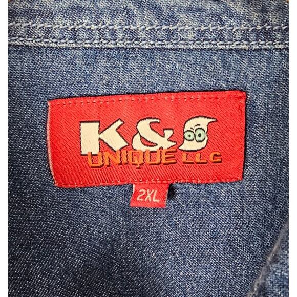 K & S Denim Marines Button Down Shirt Mens Size 2XL - Picture 4 of 9